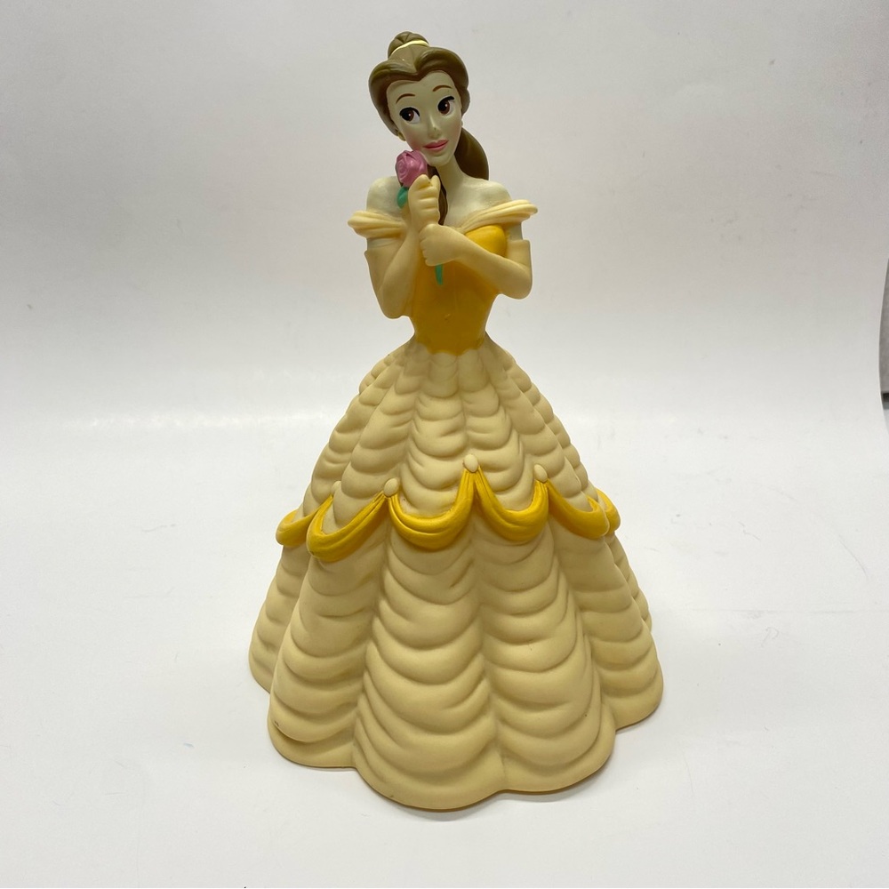 Vintage Disney Beauty & The Beast Belle Plastic Coin Bank Yellow Princess